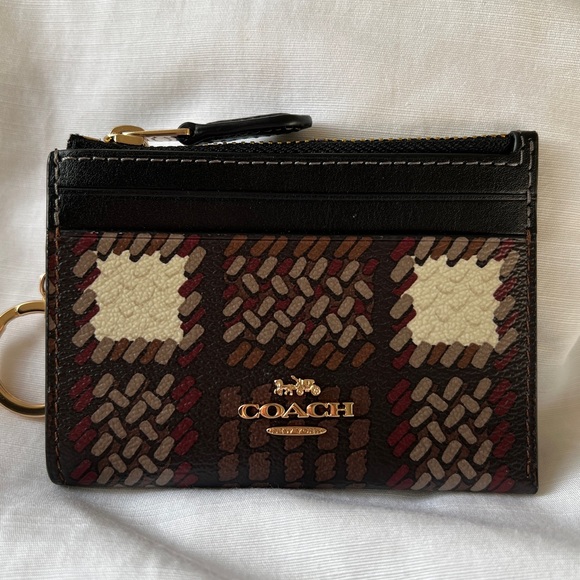 Coach Mini Skinny ID Case With Brushed Plaid Print - Picture 1 of 6